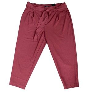 NWT Torrid Plus Size 20 Crop Brick Red Paperbag Waist Tie Sash Tapered Pant